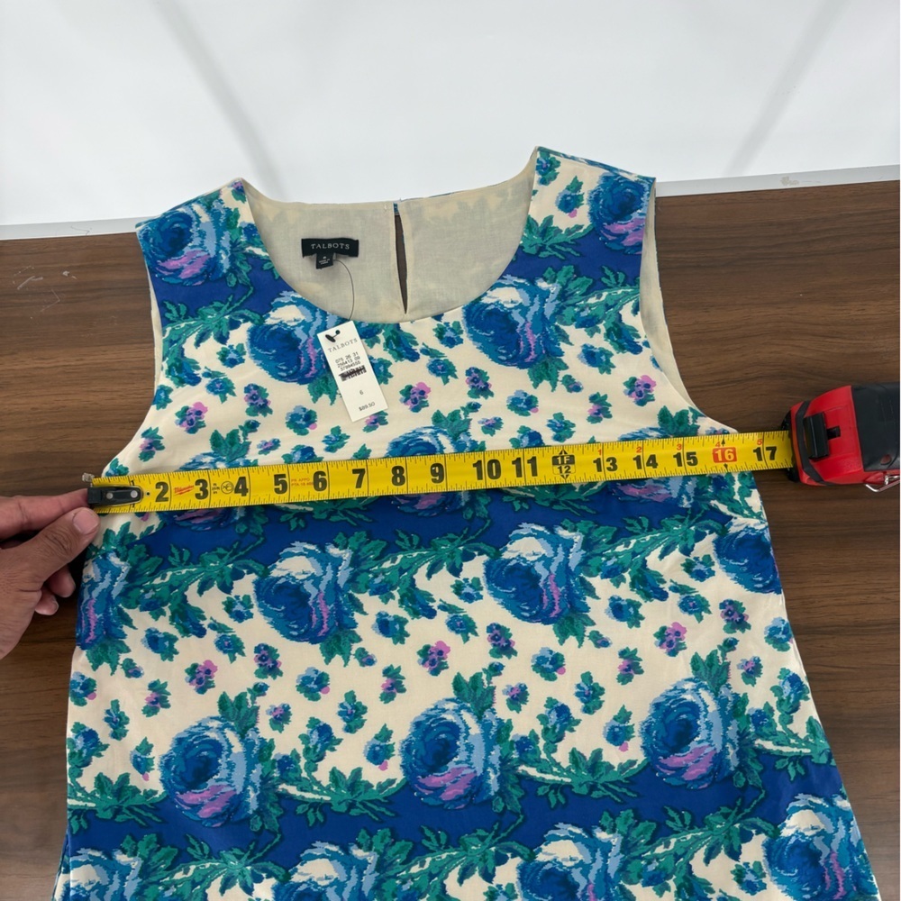 Talbots Silk Blend Sleeveless Baroque Rose Floral Blouse - Picture 6 of 7